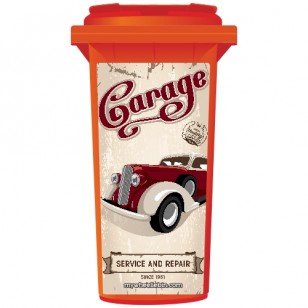 Old Time Garage Wheelie Bin Sticker Panel